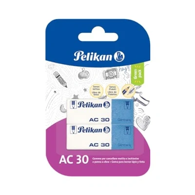 Image de Pelikan gomme à annuler AC30, blanche pour crayons et encre, adaptée le dessin technique artistique usage scolaire, lot de 2