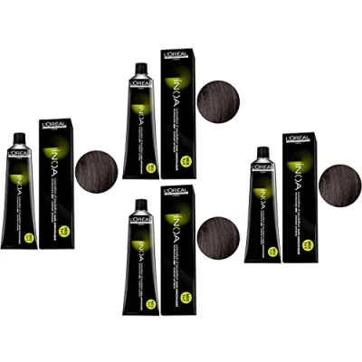 Image de Coloration d&#039;oxydation sans ammoniaque L&#039;Oréal Inoa N4 Châtain Hydratation intense