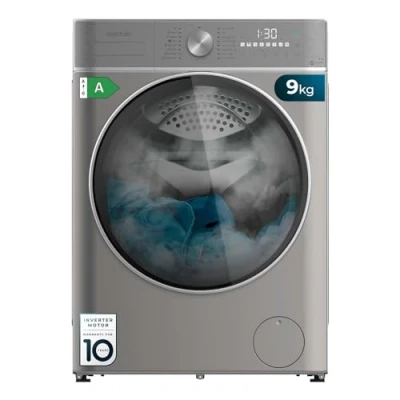 Image de Cecotec Lave linge 9 kg à Chargement Frontal Bolero DressCode 9800 Inverter Steel A 1400 tr/min, Classe A, 16 Prog, Moteur Plus, SteamMax, OnSmart, SpaCare, Fuzzy Logic et Écran Tactile XXL