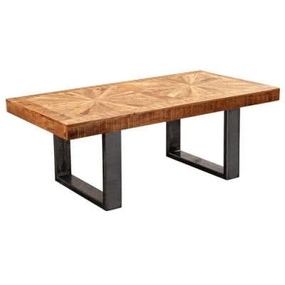 Image de FineBuy Table Basse Mango en Bois Massif/Metal 105 x 40 55 cm d&#039;appoint de Style Moderne Salon Rectangulaire