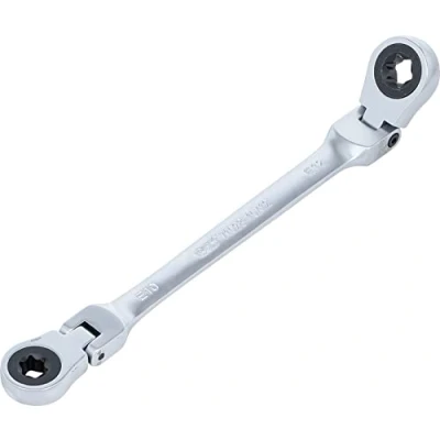 Image de BGS 71028 10X12 Double clé annulaire à cliquet pliable avec têtes polygonales profil E E10 x E12