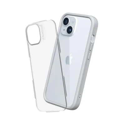 Image de RhinoShield Coque Compatible avec [iPhone 15 Plus] Mod NX Protection Fine Personnalisable Technologie d&#039;absorption des Chocs [sans BPA] Gris Platine