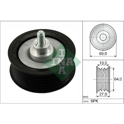 Image de INA 532 0477 10 Galet Enrouleur FORD: Transit V363 Сamion à Plateau / Сhâssis, Custom V362 Van, Mk6 FIAT: Ducato III Van