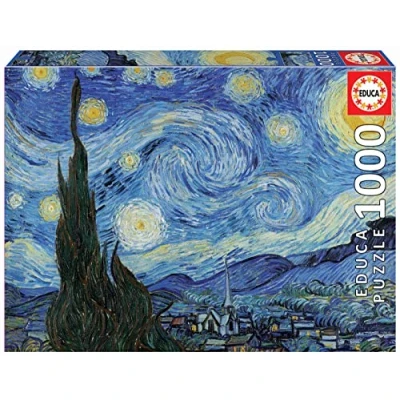 Image de Educa La Nuit étoilée, Vincent Van Gogh Puzzle de 1000 pièces Mesure approximative: 68 x 48 cm Inclut Fix pour accrocher Le Une Fois Fini À partir 14 Ans (19263)