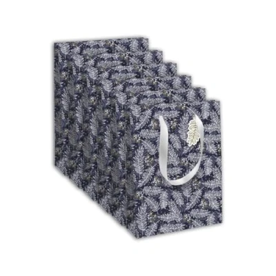 Image de Eurowrap X 32808 2Cpack Un Lot de 6 Sacs Cadeaux Excellia Format large 26,5x14x33 cm 210g Motif : Feuillage blanc sur fond bleu Emballage Cadeaux, Idéal pour Jeux Société, Puzzles