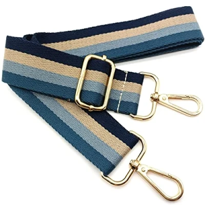 Image de Bandouliere de Rechange Sac Reglable Bleu, Sangle a Main Remplacement, Universelles mit Boucle Dore pour Femme à Main, Bandoulière Accessoires, 001