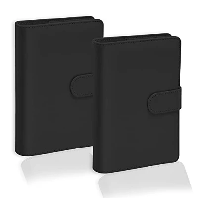 Image de Lot de 2 classeurs A6 en cuir PU rechargeables, feuilles volantes avec boucle magnétique (A6 noir)