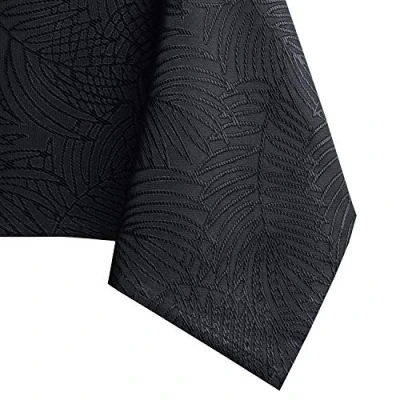 Image de AmeliaHome Nappe Effet lotus déperlant Polyester Noir Gaia 110x140 cm