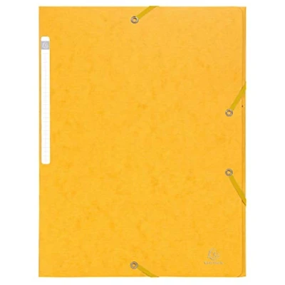 Image de Exacompta Réf. 55959E 1 chemise à élastiques Scotten pochette 3 rabats Maxi Capacity en carte lustrée gaufrée dimensions 24 x 32 cm pour documents au format A4 couleur jaune