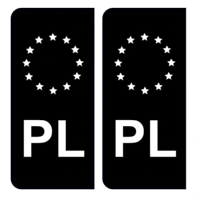 Image de HADEXIA Autocollants Stickers Plaque immatriculation PL Pologne Union Européenne Europe EU Noir