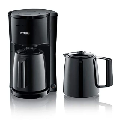 Image de Severin Cafetière Filtre Isotherme, 1 000W, 1L, Jusqu&#039;à 8 tasses, 2 Verseuses Isothermes soit 16 Couvercles de Filtration, Noir, KA 9307