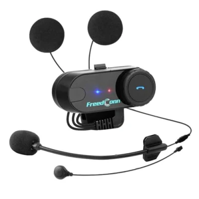 Image de Casque de Moto Bluetooth Intercom,FreedConn TCOM VB Oreillette Interphone,Moto 800M,Ski pour Une Conversation,2 3Riders Pairing(1 Unité avec câble Dur