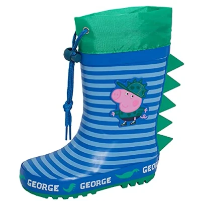 Image de Peppa Pig Bottes de Pluie George à Cordon pour garçons, Motif Dino, Vertes, Taille 7 UK Enfant/EU 24.