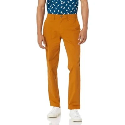 Image de Amazon Essentials Pantalon Chino Extensible, Style décontracté, Coupe Slim Homme, Brun Muscade, 42W / 28L