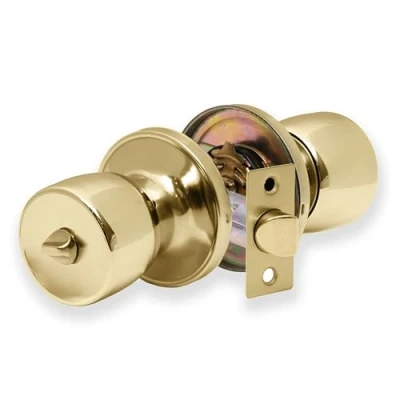 Image de XFORT Lot de poignées boutons Privacy Knob en laiton poli, serrure porte au design tulipe pour portes intérieures avec mécanisme verrouillage Turn Snib.