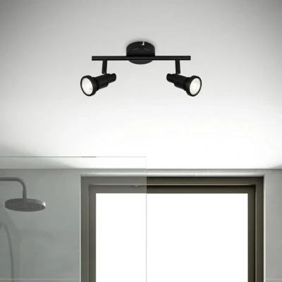 Image de BRILONER plafonnier LED salle de bain, ajustable, IP44, couleur lumière blanc chaud, GU10, noir, 275x80x123 (LxlxH)