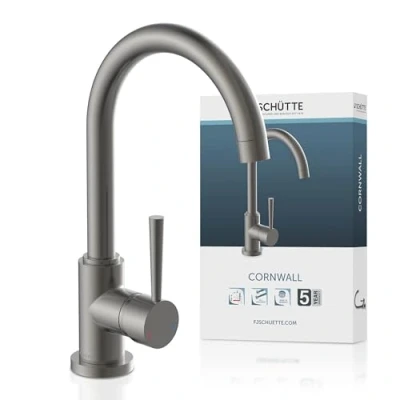 Image de SCHÜTTE 79162 Robinet Cornwall avec Fonction d&#039;économie d&#039;énergie et pivotant à 360 Double évier Graphite Mat