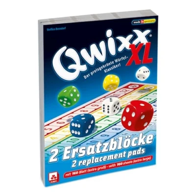 Image de NSV Qwixx 4021 Lot de 2 Blocs Scores supplémentaires (2 x 80 fiches) Format XL Jeu dés (Version Allemande)