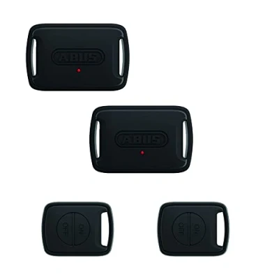 Image de ABUS Alarmbox RC Lot de 2 Système d’alarme mobile + télécommande pour armer et désarmer Sécurise vélos, poussettes, trottinettes électriques Alarme intelligente 100 dB Noir