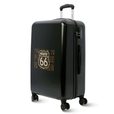 Image de Route 66 Bagage Cabine 66x44x24 59L Valise Moyenne Extensible Compatible avec Les Compagnies Aériennes à Main Légère et Rigide 4 Roues (Noir)