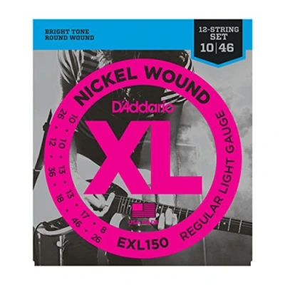 Image de D&#039;Addario Cordes de Guitares Électrique EXL150 Regular Light, 12 String, 10 46 1 Paquet