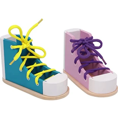 Image de small foot 6475 Chaussures à enfiler en vois &quot;colorées&quot;, set de 2 design coloré, avec lacets assortis, partir 3 ans