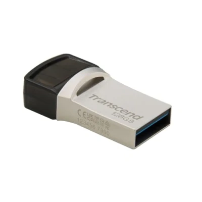Image de Transcend JetFlash 890 lecteur USB flash 128 Go Type A / C 3.2 Gen 1 (3.1 1) Noir, Argent Neuf