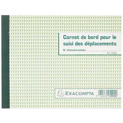 Image de Exacompta Réf. 5090E 1 carnet de bord pour le suivi des déplacements 64 pages permet consigner l&#039;identité du conducteur, la date, l&#039;heure départ et d&#039;arrivée format 148 x 190 mm