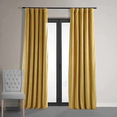 Image de HPD Half Price Drapes Signature rideaux occultants en velours de 213,4 cm long, bloquant la chaleur et lumière pour chambre à coucher salon (1 panneau), 127 x (l