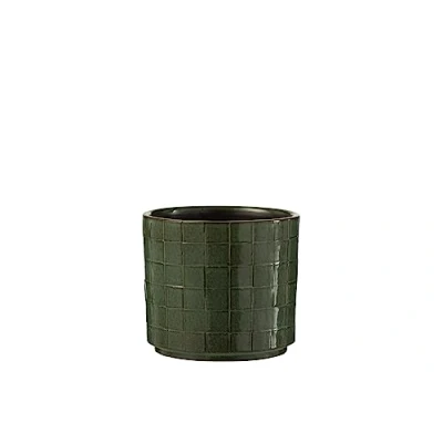 Image de J Line cache pot Carré céramique vert medium Ø 14 cm