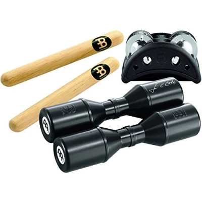 Image de Meinl Percussion Perc Pack Set Avec les Shakers Live Luis Conte, Tambourin de Pied, et 1 Paire Claves Noir, Naturel (PP 1)