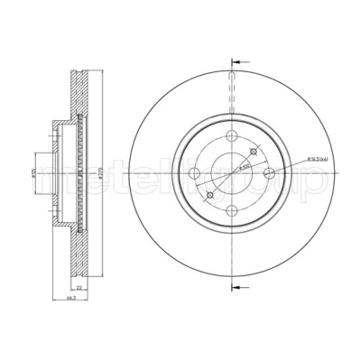Image de METELLI Disque de frein TOYOTA: Yaris III 3/5 portes, II Corolla XII Break, BMW: 1 DS: DS3 portes 23 1215C