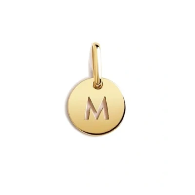 Image de SINGULARU Mini Medallion Letter or Pendentif Initiale en argent Sterling 925 avec finition plaqué 18 K Lettres A Z Charm Combinable Collier Bijoux pour Femme Lettre M