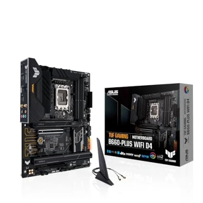 Image de ASUS TUF GAMING B660 PLUS WIFI D4 Carte mère Intel LGA 1700 ATX (PCIe 5.0, 3 x PCIe 4.0 M.2, 10+1 DrMOS, 2.5Gb Ethernet, DisplayPort, HDMI, USB 3.2 Gen 2 Type C, Aura Sync RGB)