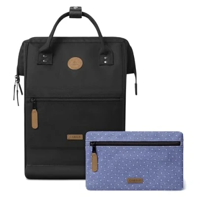 Image de CABAIA Modèle Berlin Sac à dos avec 2 poches Medium 23L Déperlant et Garantie vie Elegant pour Homme Femme Ecole, Voyage Affaires Certifié Vegan