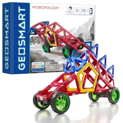 Image de GeoSmart Roboracer Le Véhicule de Course Jouet Construction Magnétique Créez différents modèles Voiture 36 Pièces pour Enfants à Partir 3 Ans