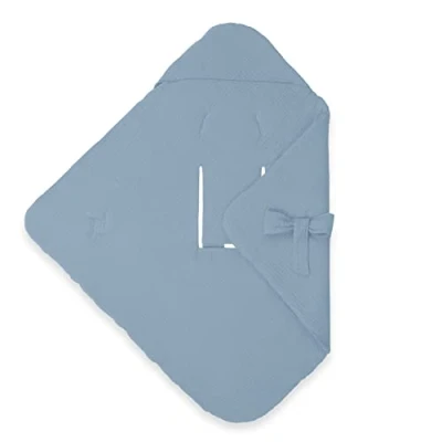 Image de Hauck Couverture Enveloppante Bébé Snuggle so Cosy Nid d&#039;Ange Siege Auto, Poussette, Nacelle avec Harnais 5 Points, en Mousseline OEKO TEX STANDARD 100 Dusty Blue