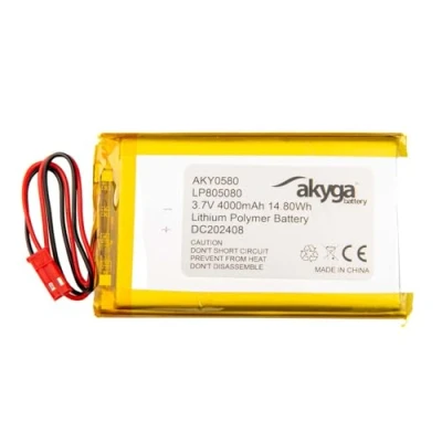 Image de Batterie au Lithium polymère LP805080 3,7 V 4000 mAh AKYGA AKY0580 Li Po PCM JST 2 Broches Connecteur 2,54 15 cm