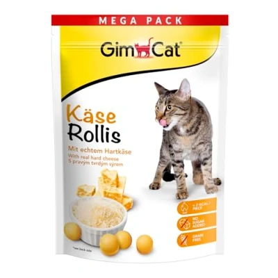 Image de GimCat Fromage Rollis Friandise pour Chat sans céréales et Riche en vitamines avec véritable à pâte Dure 1 Sachet (1 x 425 g)