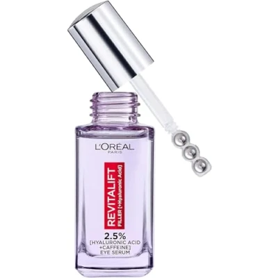 Image de L&#039;Oreal Paris L&#039;Oréal Sérum Yeux 2,5% Acide Hyaluronique Et Caféine, Revitalift Filler, Repulpe, Éclaircit Dégonfle les 20 ml