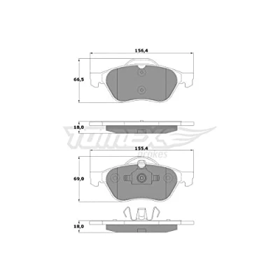 Image de TOMEX brakes TX 13 51 Jeu de plaquettes frein Essieu avant RENAULT: LAGUNA 3, TWINGO 2, 2