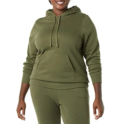 Image de Amazon Essentials Sweat à Capuche en Polaire (Disponible Grande Taille) Femme, Vert Olive, XXL