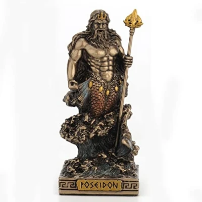 Image de Veronese Design Poseidon WU77443AP Figurine Miniature Dieu de la mer Noir