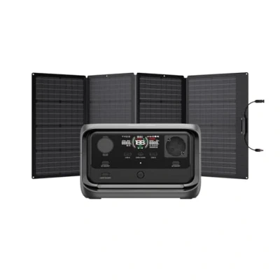 Image de EcoFlow Centrale électrique portable RIVER 3 Plus avec panneau solaire 160W, batterie LFP 286Wh, sortie 1200W, autonomie 16 heures pour appareils