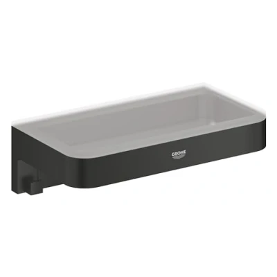 Image de GROHE Start Cube Panier de Douche, A coller QuickGlue ou à visser, Métal/Matériau Synthétique, Noir Mat, 411072430