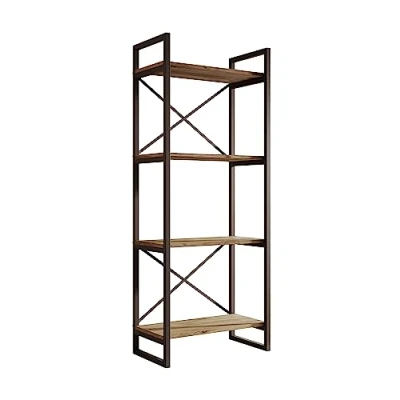 Image de MB Muebles Bonitos Étagère Bibliothèque Style Industriel Meuble de Rangement Dossiers A4 Structure Métallique Noir Panneau Mélaminé Couleur Pin Atlantique Modèle Factory E1