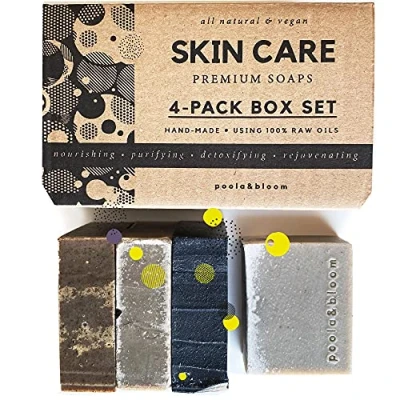 Image de Douche Corps Nettoyants Exfoliants Bio Végétaliens avec Thé Noir, Café Boue et Sel de la Mer Morte Minéraux Exfoliez en Douceur Hydratez Nourrissez des Herbes 100% Naturelles