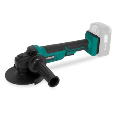 Image de Meuleuse d&#039;angle sans fil VPower 20V Ø125mm Poignée latérale et sac à outils inclus Batterie chargeur rapide non Disque de coupe