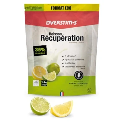 Image de Overstim.s Boisson de récupération Elite (1,2 kg) Recharge énergétique et régénération musculaire Glucides, protéines, BCAA, électrolytes pour une optimale Citron vert