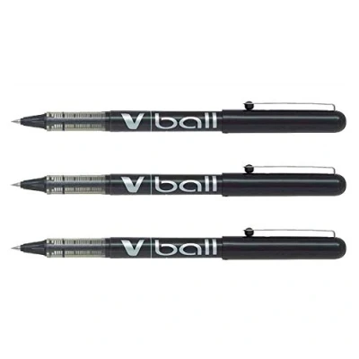 Image de Pilot VB5 V Ball Lot de 3 Stylos roller à pointe fine en métal, 0,5 mm, trait 0,3 encre liquide, BL